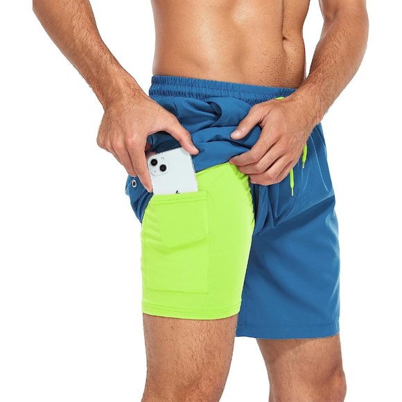 Swim Trunks Quick Dry Bathing Suit for Men with Compression Liner - Picture 2 of 7